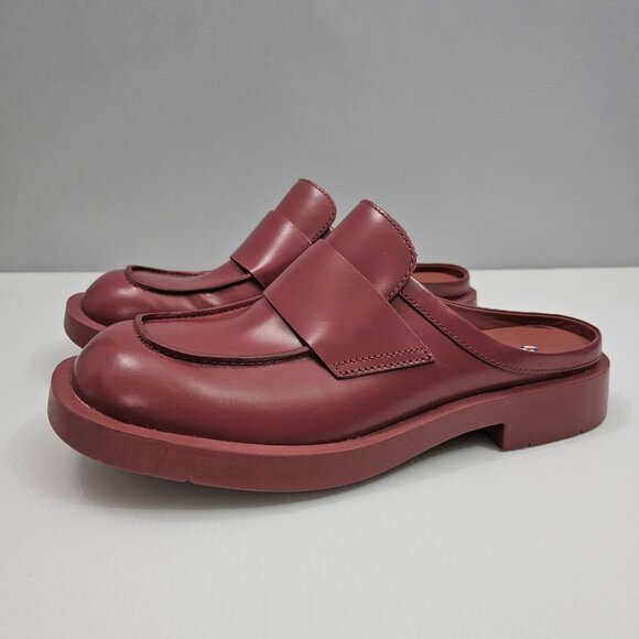 Camper Shoes - NEW Camper Mil 1978 Mule Loafer Womens EU 40 Red Leather Slide Backless Slip On